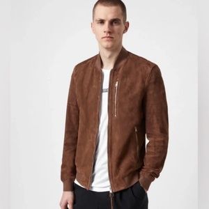 AllSaints Kemble Suede Bomber Jacket Size XXL